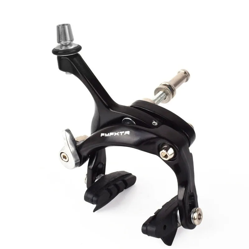 Pair of dual-axis bicycle brake clamps in metal with adjustable centre distance