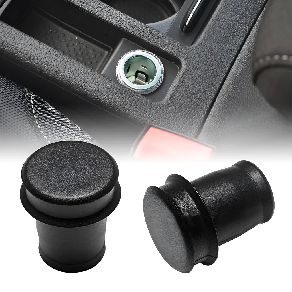 Black PVC car cigarette lighter dust plug with 33cm length showing 2cm diameter tip