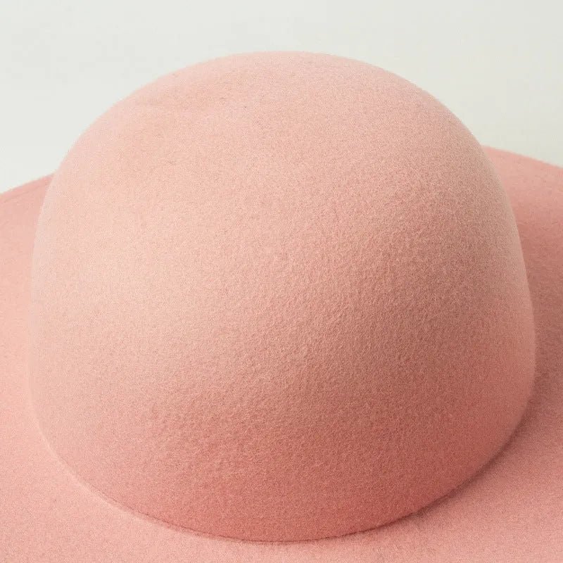 Wool felt top hat fisherman hat in khaki, black or coffee, adjustable small round tie-dye hat