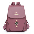 Soft pu women's backpack with three-dimensional pockets in black, blue, or taro purple