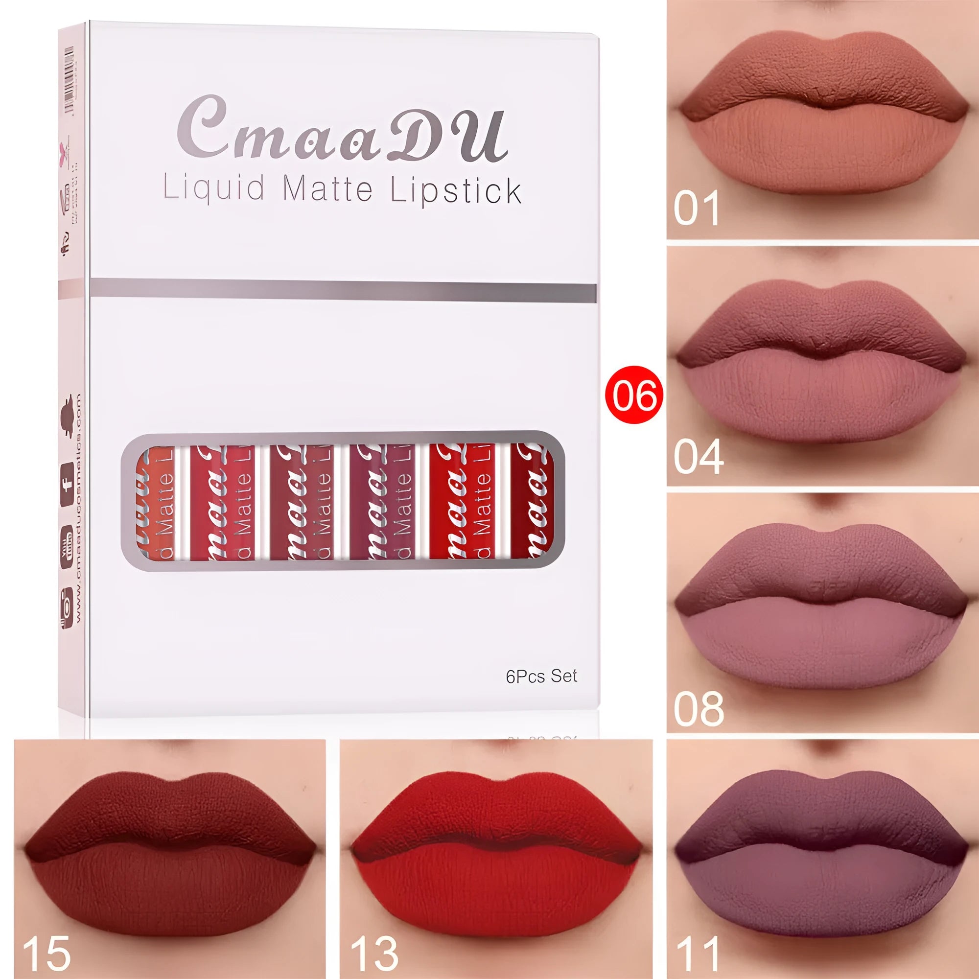 Six boxes of matte non-stick cup waterproof lip gloss with 2.5mL each