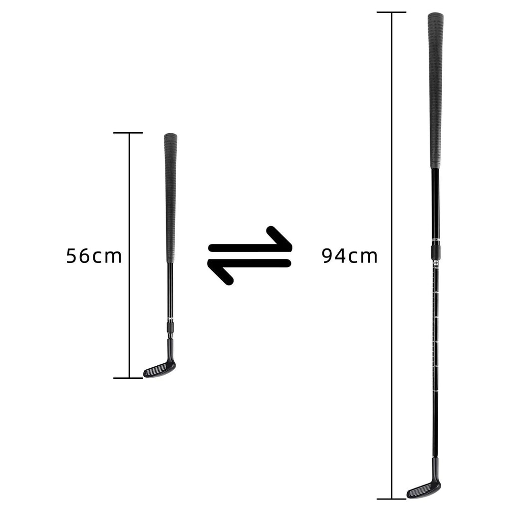 Double sided zinc alloy telescopic golf club, 94cm, 465g, black, retractable practice club