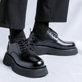 Men's large head leather shoes, cowhide upper, rubber sole, low-top, black or dark brown, sizes 38-44