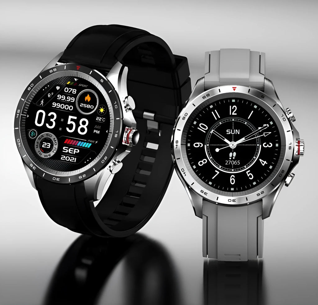 Men's smart bracelet watch with zinc alloy screen and silicone wristband in black, blue, or grey colour