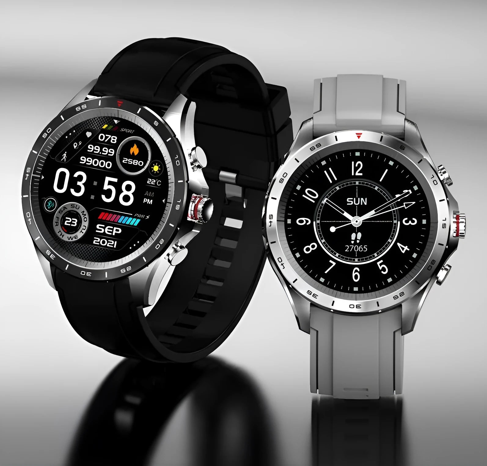 Men's smart bracelet watch with zinc alloy screen and silicone wristband in black, blue, or grey colour