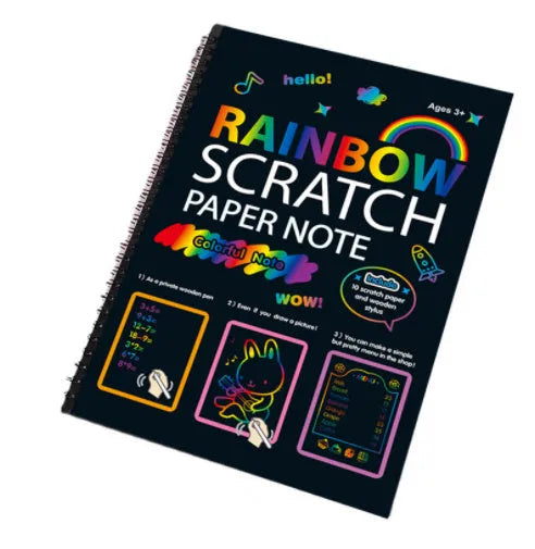 Children's large scratch art paper sheets 26x19cm with colourful puzzle designs for DIY scraping painting