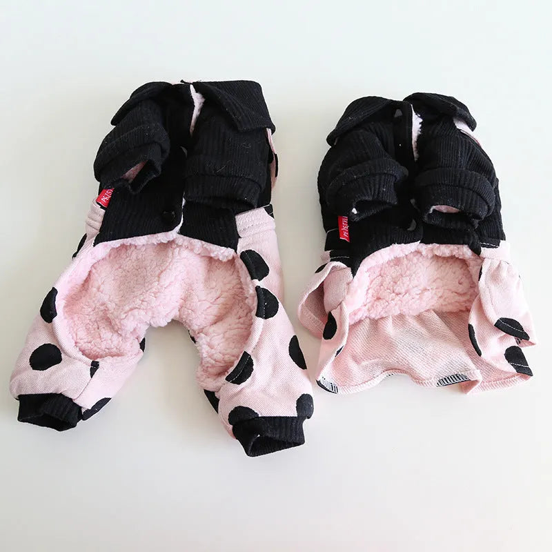 Lapel shoulder strap couple dog clothes in four-legged and skirt styles for small to medium dogs
