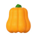 Orange pumpkin-coloured plastic dog chew toy shaped like a molar with a rope handle.