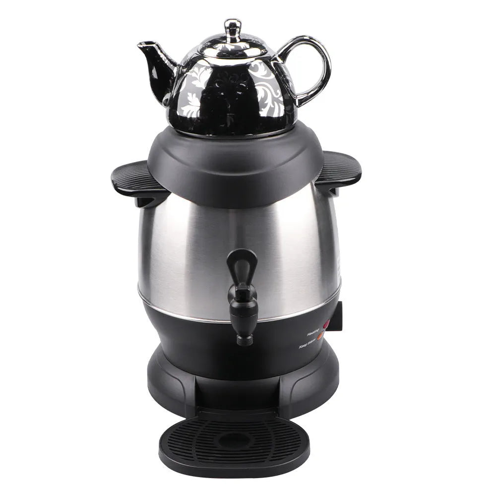 Double-layer large capacity 6L thermal stainless steel kettle in white with button operation