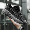 Men's leather and mesh casual trainers in black or coffee, shallow opening, sizes 36-46