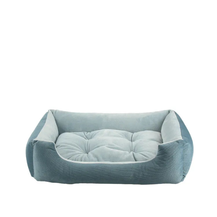 Fine velvet pet bed with removable pad in Khaki, 60x42x14cm size for medium dogs