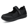 Women's grey mesh slip-on casual shoes with Velcro fastening and flat polyurethane sole