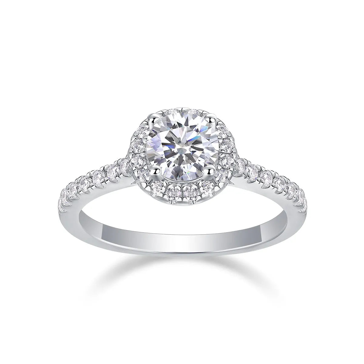 1-carat moissanite wedding ring set in platinum-plated S925 silver with gift box