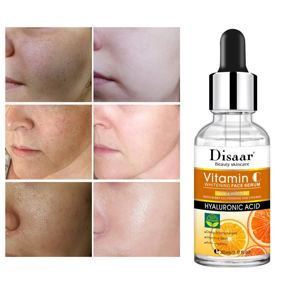 Brightening face serum with hyaluronic acid and vitamin C in 30ml bottle