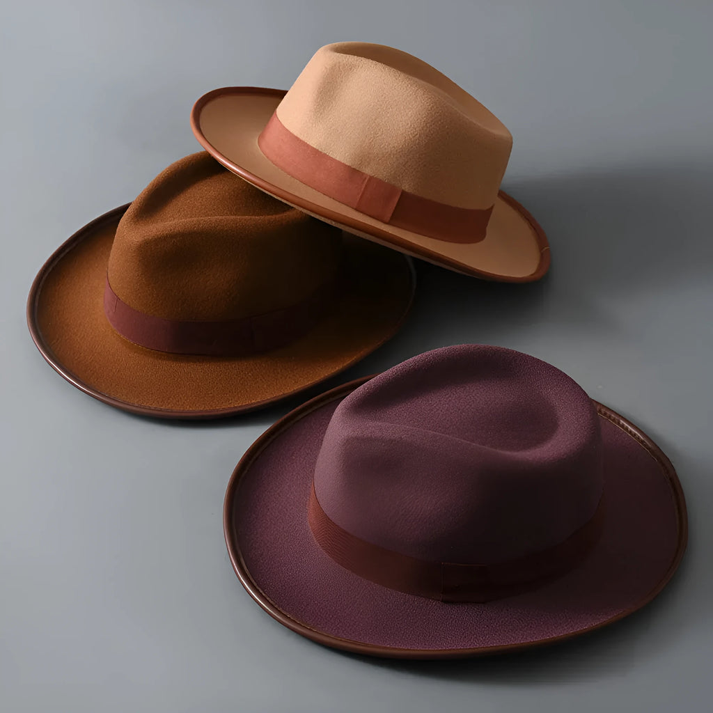 Unisex western cowboy sun hat wide brim satin finish monochrome stitching detail