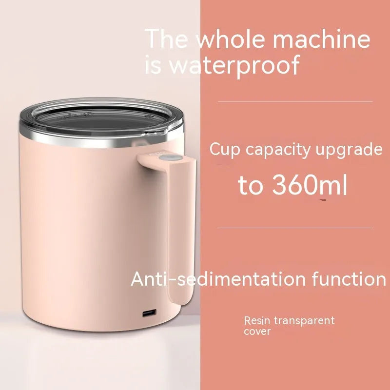 Automatic stirring coffee cup with magnetic mixing technology and rechargeable battery in 360ml capacity