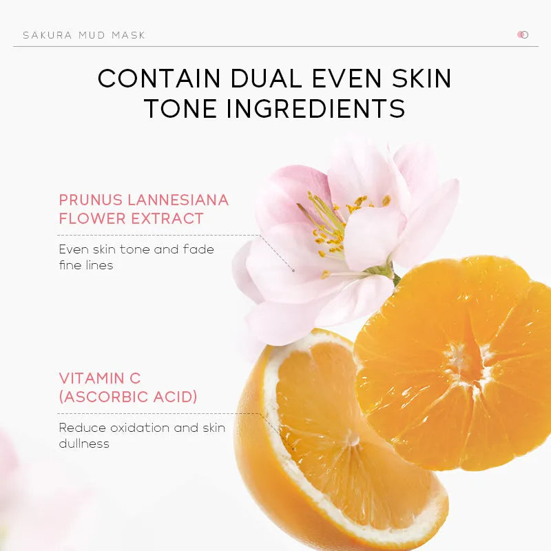 30g cherry blossom mud mask sachet for facial cleansing, hydration and moisturisation
