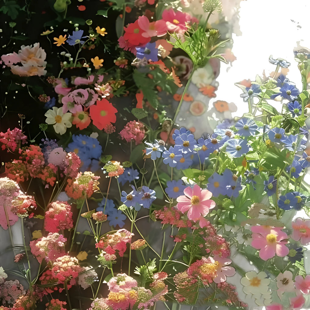 Packet of mixed wildflower seeds for garden decoration, offered in 1000, 5000, or 10000 seed quantities.