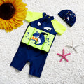 Shark boy print children's buoyancy swimsuit one-piece for pool safety and sun protection