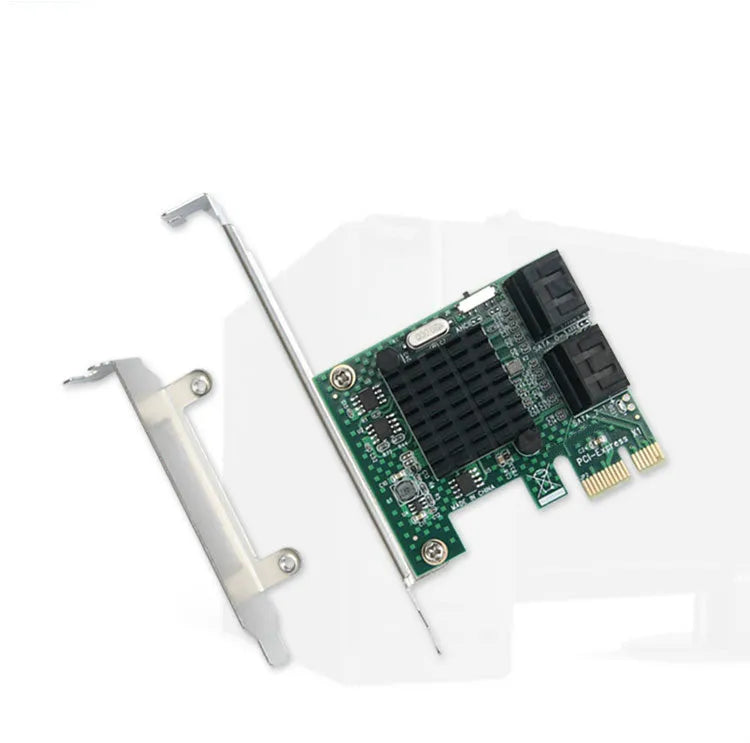 PCIE to SATA3.0 extension card with four SATA3.0 ports, green PCB, 120mm baffle size