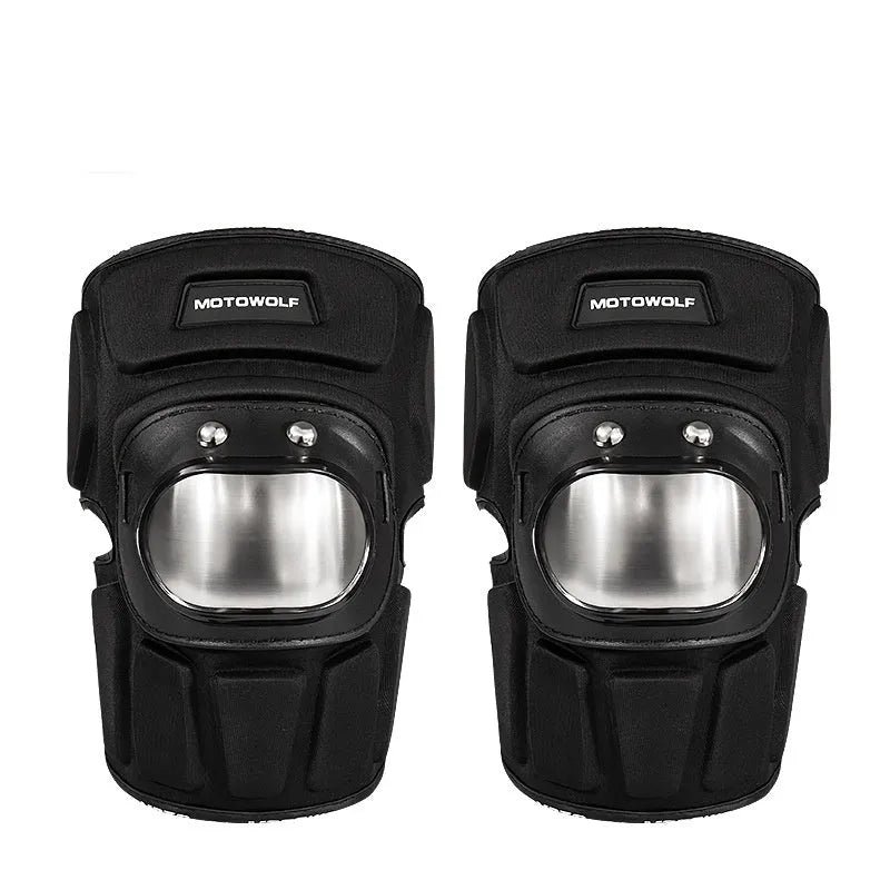 Set of off-road motorcycle knee pads and elbow pads made of stainless steel, one size, fall protector for motocross riding