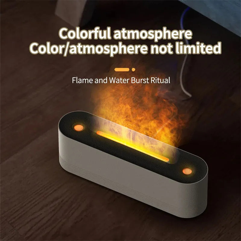 Flame Air ultrasonic humidifier and aroma diffuser with LED light display in black or white