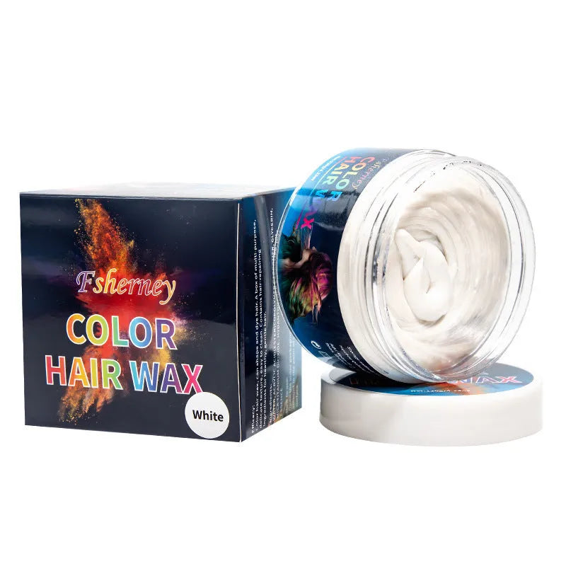 A 120g tub of hair styling clay for strong hold and colour, shown in one of nine available shades.