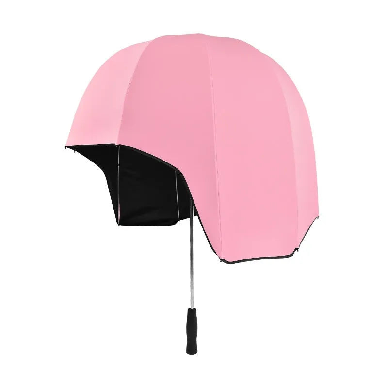 76cm diameter helmet umbrella with long handle in various colour options including vinyl-coated patterns