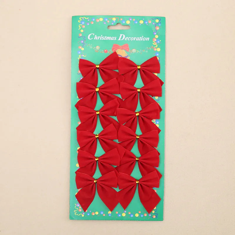 5 cm polyester Christmas bow ornament in metallic red gold colour