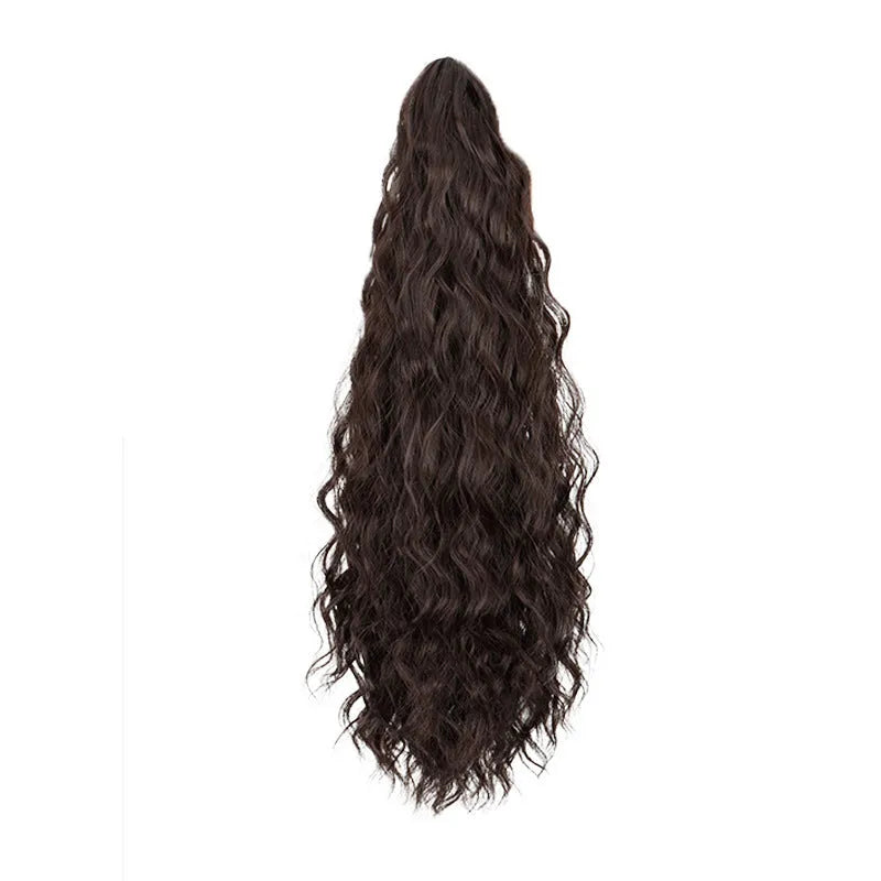 Synthetic corn curler wig with a textured water ripple grip ponytail, shown in a shade from the available colour range.