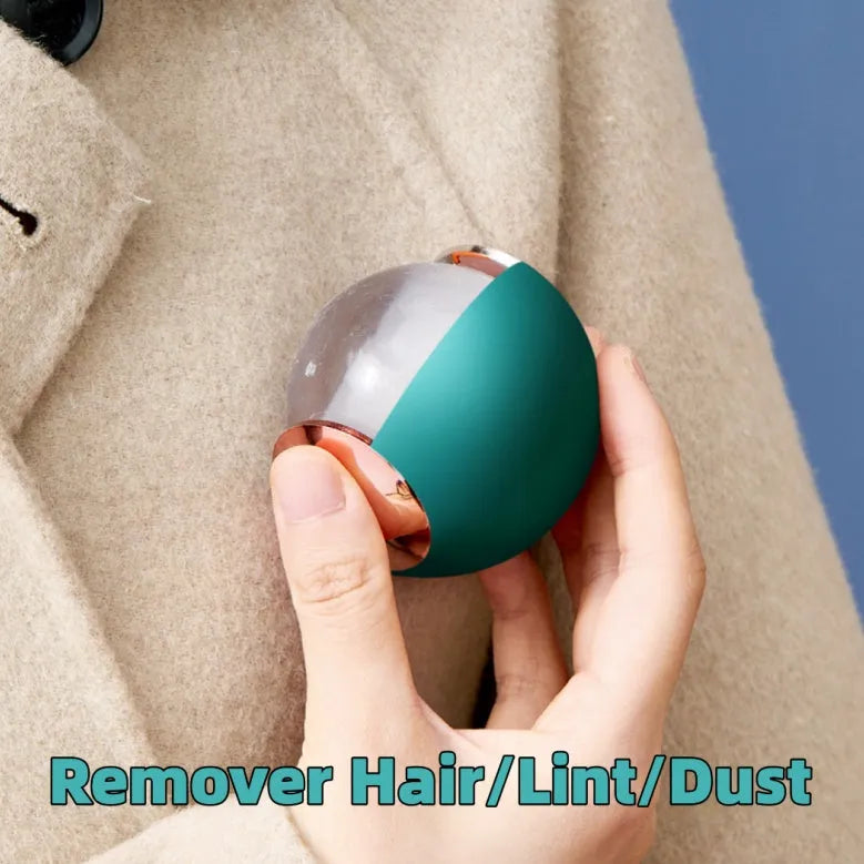 Reusable gel lint roller with sticky hair removal ball in metallic gold colour options