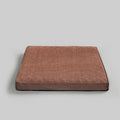 Pet memory foam mat with removable cover in grey, coffee, green, and khaki colours, four sizes