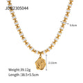 Titanium steel shell pearl necklace with regular chain and electroplated stainless steel finish, style JDN2305044