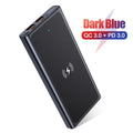 Black and blue square aluminium alloy wireless power bank with a capacity of 10000mAh
