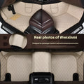 Custom fit black car leather floor mat pad with fully surrounded edges for all weather protection