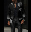 Men's casual slim fit dark coat with patch pockets, cotton blend fabric, side view
