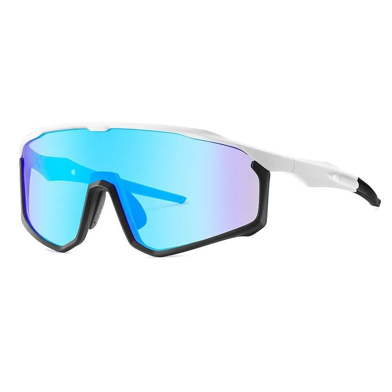 Full-frame mountaineering goggles for climbing and snow sports, shown in a colourful design.