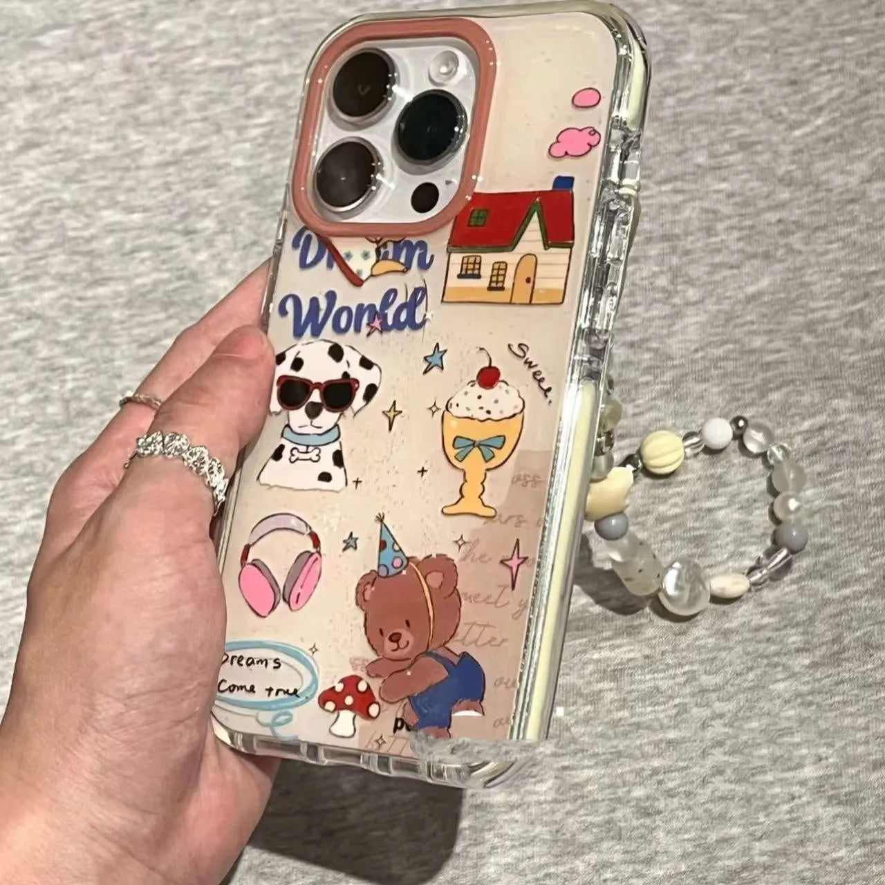 Retro cute dog party frosted phone case for iPhone 13, 14, 15, 16 Pro Max series