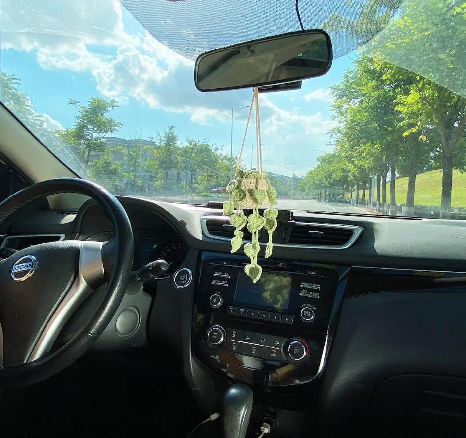 Car rearview mirror pendant in six colour options, 22cm length chemical fibre decoration