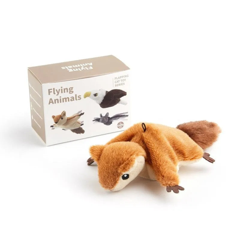 Electric plush toy with flapping wings and sound, six styles, colour box with lanyard and data cable