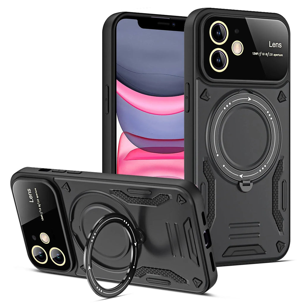 U-shield magnetic bracket phone case for iPhone 11 to 14 Pro Max, TPU PC anti-fall cover, multiple colours