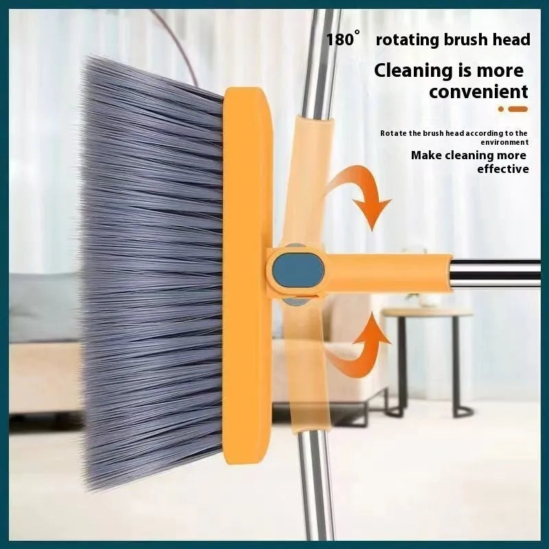 Household folding broom combo suit with dustpan in PP PET material, available in Blue, Orange, Black, or Grey