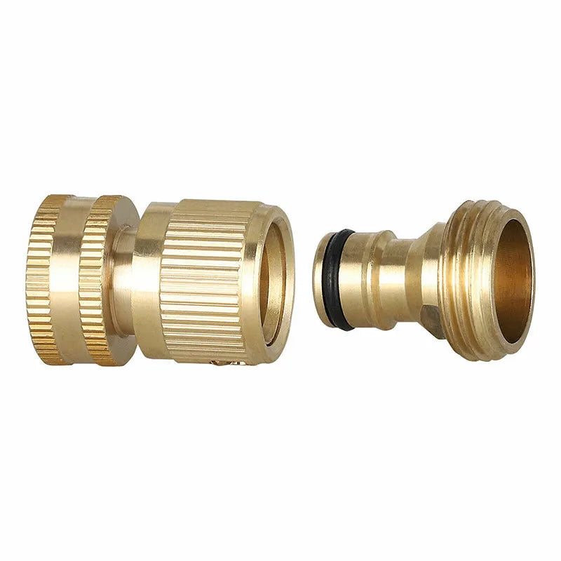 Brass male and female 3/4 inch water pipe connectors for garden hose