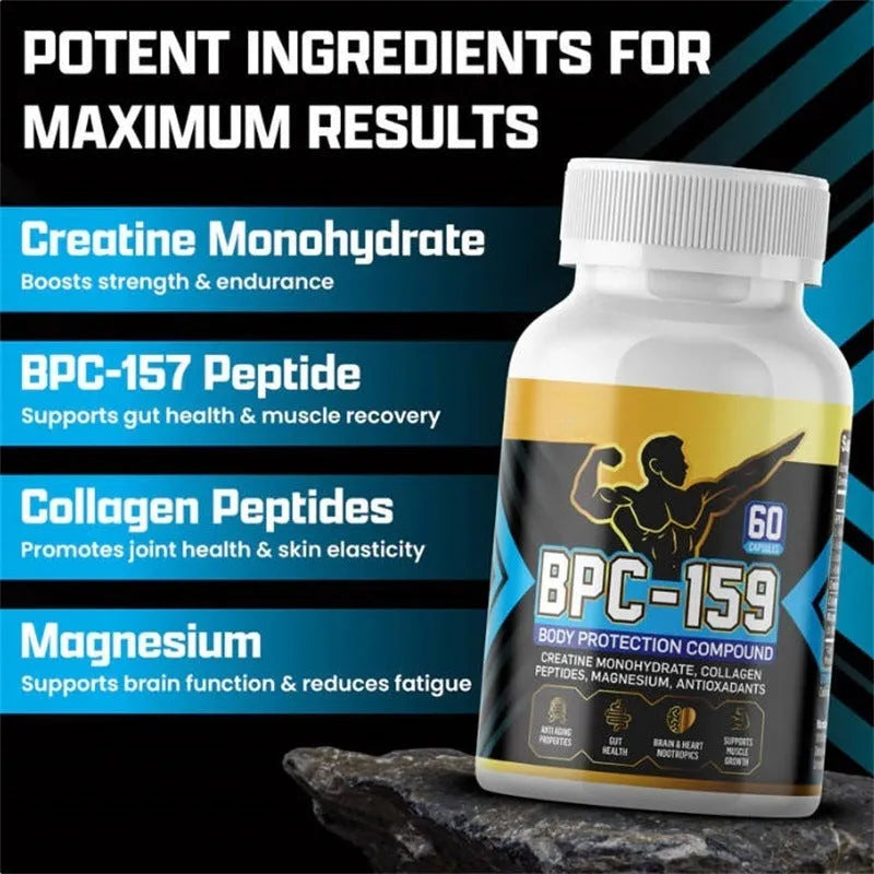 Bottle of body energy dietary supplement capsules for nutritional support