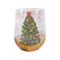 Double-layer Christmas tree glass tumbler with flowing sequins, borosilicate glass, 380ML capacity and 8.6cm x 11.8cm size