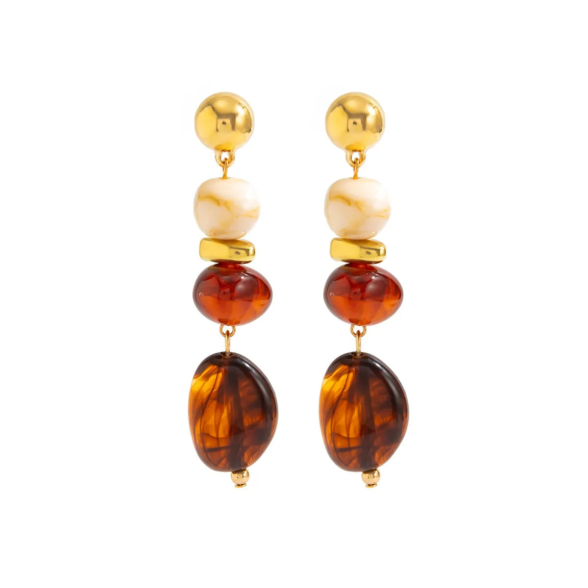 Handmade ethnic irregular CCB resin earrings gold blue geometric oval drop for women