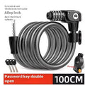 Password double open anti-theft steel cable bicycle lock 100cm black and orange with light option
