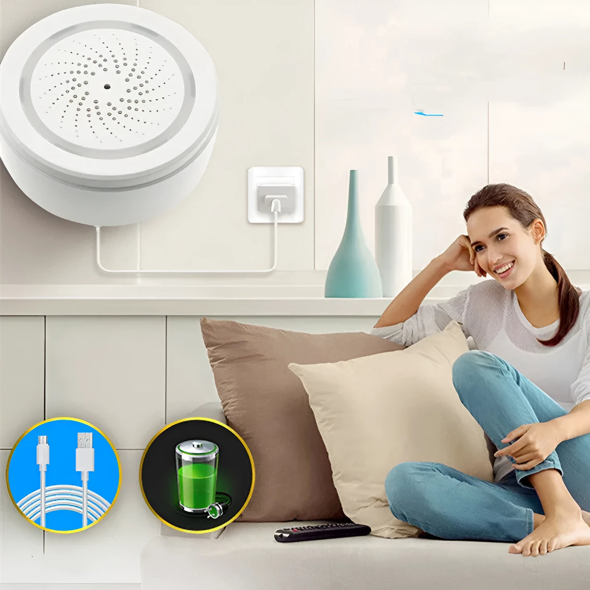WiFi alarm siren wireless smart sound and light alarm with USB cable and manual
