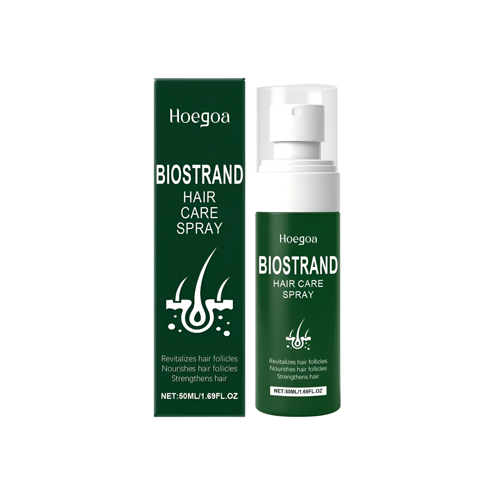 50ml hair care spray bottle with natural ingredients including ginger and rosemary oils
