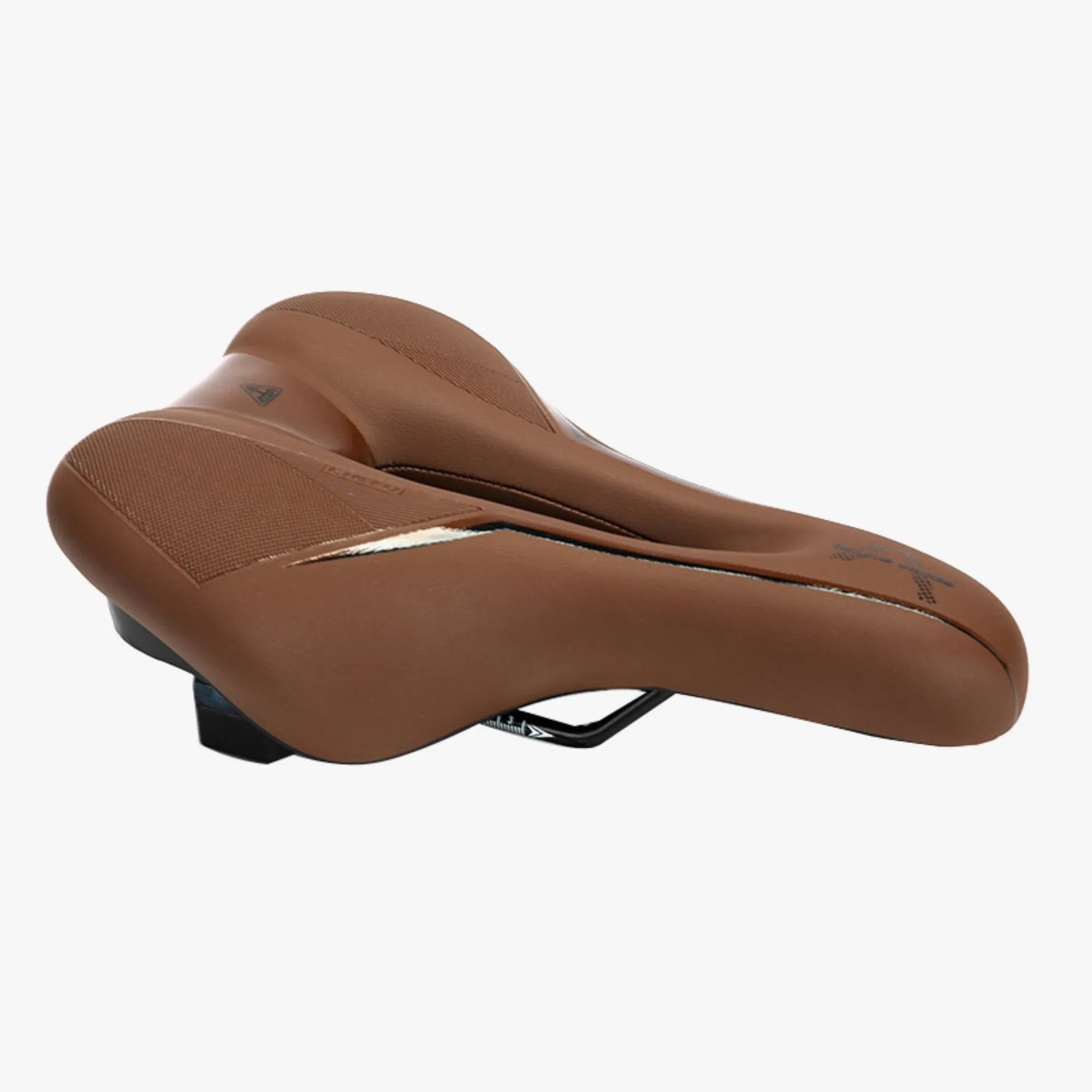 Mountain bike saddle with integrated rear light in black, dimensions 26x18x6cm